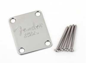 FENDER 4-Bolt American Series Guitar Neck Plate with `® Corona` Stamp (Chrome)