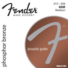 FENDER Phosphor Bronze Acoustic Guitar Strings, Ball End, 60M .013-.056 Gauges, (6)