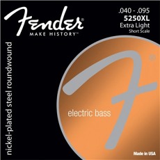 FENDER Super 5250 Bass Strings, Nickel-Plated Steel Roundwound, Short Scale, 5250XL .040-.095 Gauges, (4)