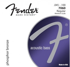 FENDER 7060 Acoustic Bass Strings, Phosphor Bronze, .45-.100 Gauges, (4)