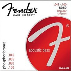 FENDER 8060 Acoustic Bass Strings, Phosphor Bronze, Long Scale, .45-.100 Gauges, (4)