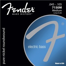 FENDER Original 7150 Bass Strings, Pure Nickel, Roundwound, Long Scale, 7150M .045-.105 Gauges, (4)