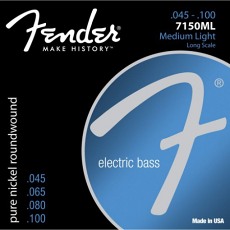FENDER Original 7150 Bass Strings, Pure Nickel, Roundwound, Long Scale, 7150ML .045-.100 Gauges, (4)