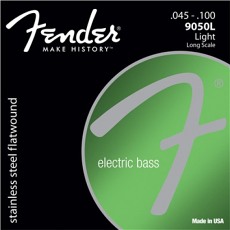 FENDER Stainless 9050`s Bass Strings, Stainless Steel Flatwound, 9050L .045-.100 Gauges, (4)