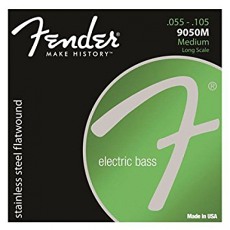 FENDER Stainless 9050`s Bass Strings, Stainless Steel Flatwound, 9050M .055-.105 Gauges, (4)