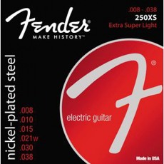 FENDER Super 250 Guitar Strings, Nickel Plated Steel, Ball End, 250XS Gauges .008-.038, (6)