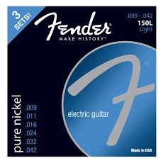 FENDER Original 150 Guitar Strings, Pure Nickel Wound, Ball End, 150L .009-.042 Gauges, 3-Pack