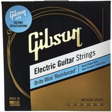 GIBSON SEG-BWR11 BRITE WIRE REINFORCED ELECTIC GUITAR STRINGS, MEDIUM GAUGE